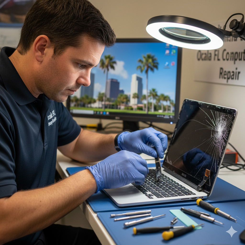 Laptop screen repair service in Ocala by local IT technician